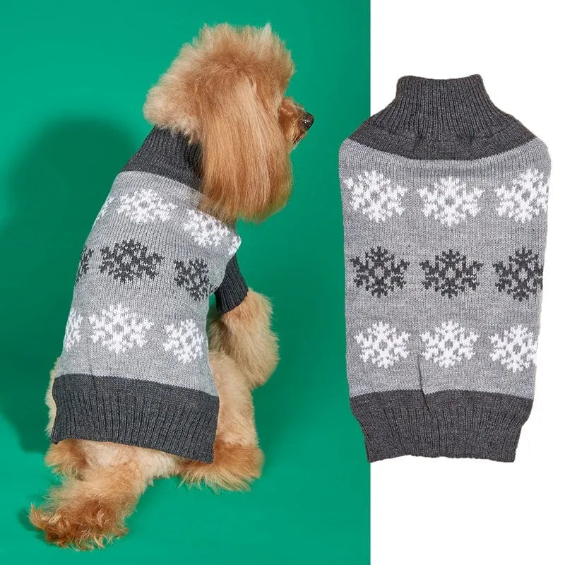 Grey and dark brown acrylic dog Christmas sweater for holiday pet wear