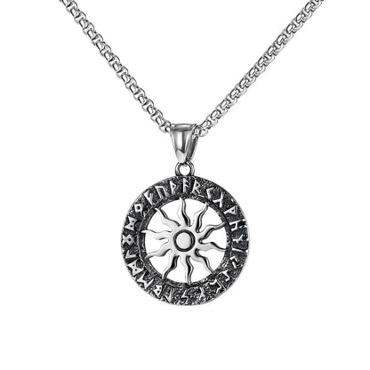 Men's silver stainless steel necklace with a detailed alloy skull pendant on a chain.