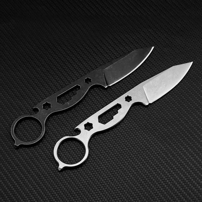 Wilderness Survival Knife with multi-function tail ring and 440C steel blade