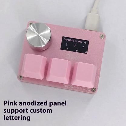 Magnetic axis numeric game keypad with programmable knob and colour screen on desk