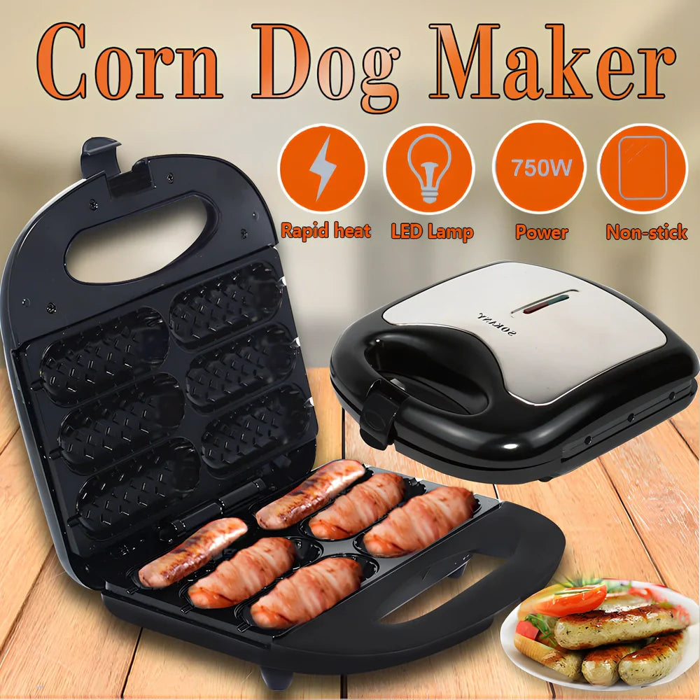 Black hot dog roasting machine with non-stick cooking surface and UK electrical plug