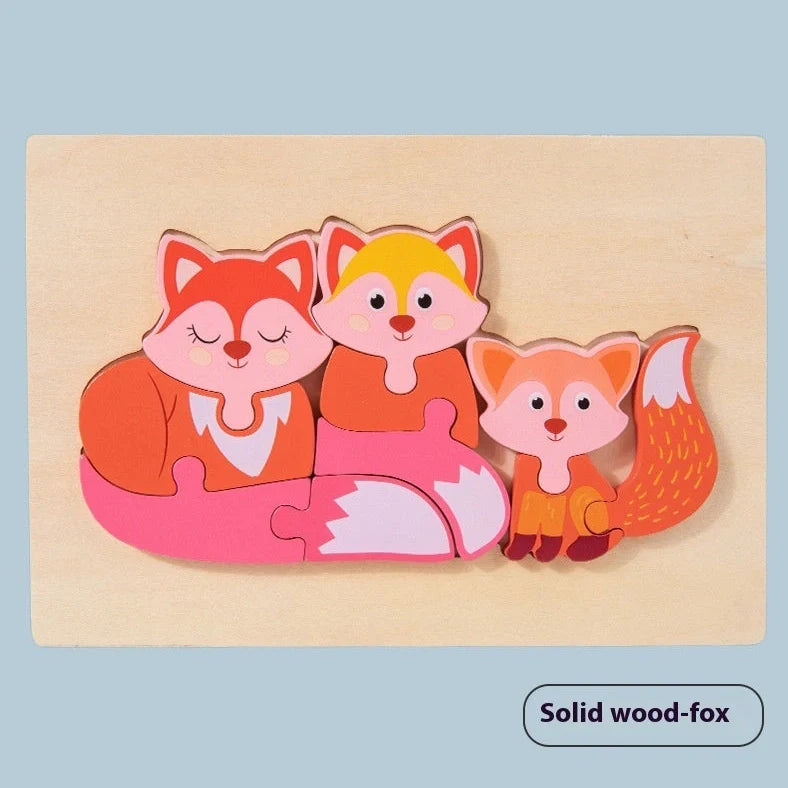 Children assembling wooden 3D puzzle model of dolphin family with 20-30cm dimensions