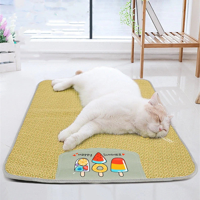 Cooling rattan pet mat for dogs and cats, summer comfort sleeping mat