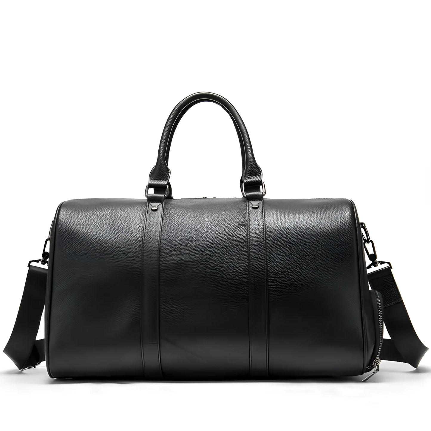 Men's leather excursion bag in black or coffee, 44cm or 55cm length, with single strap and plain design