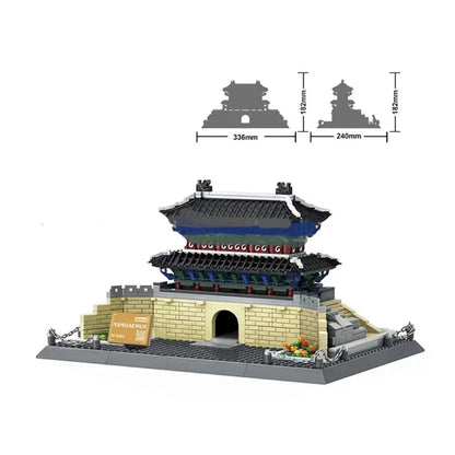 Wange building block set with 800+ ABS plastic pieces for constructing architectural landmark models