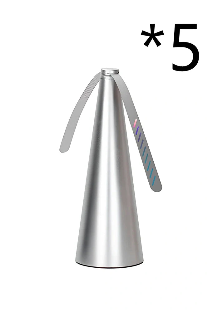 Black fly repellent fan measuring 8.2x8.2x24cm with USB cable for insect protection during meals