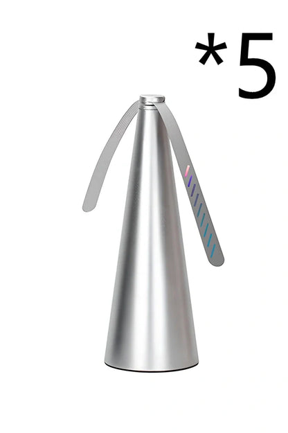 Black fly repellent fan measuring 8.2x8.2x24cm with USB cable for insect protection during meals