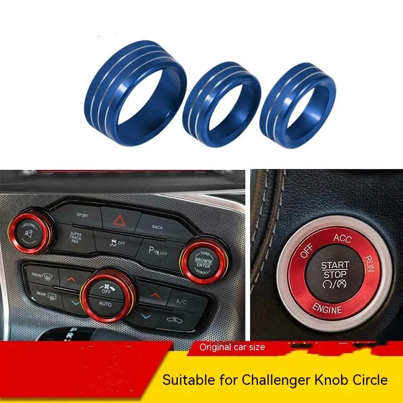 Air conditioning knob decorative ring interior modification accessory for Dodge Grand Cherokee Challenger 15-22 model aluminium alloy decorative trim circle upgrade