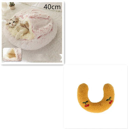 Cozy pet bed with plush and warm fabric for cats and dogs
