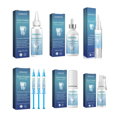 Gum Repair Series products including drops, essence, and spray for rejuvenating oral health and removing tooth stains