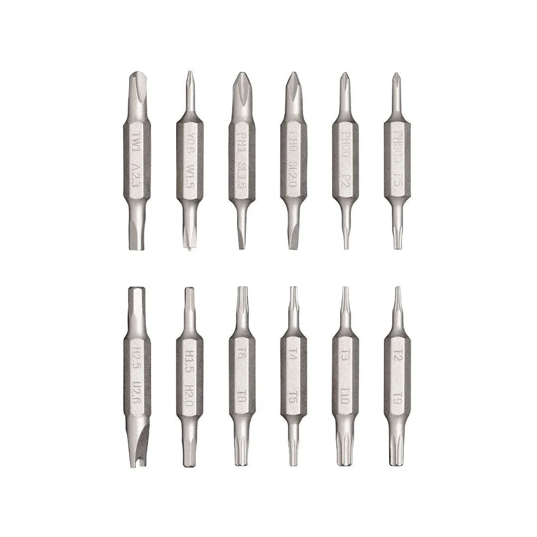 24-in-1 precision repair screwdriver set with magnetic bit storage in aluminium alloy body