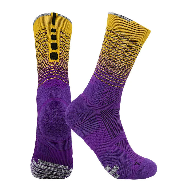 Professional cycling running socks in gradient colours with quick-drying polyester construction