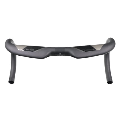 Matte black carbon fibre road bike drop handlebar showing bent shape.