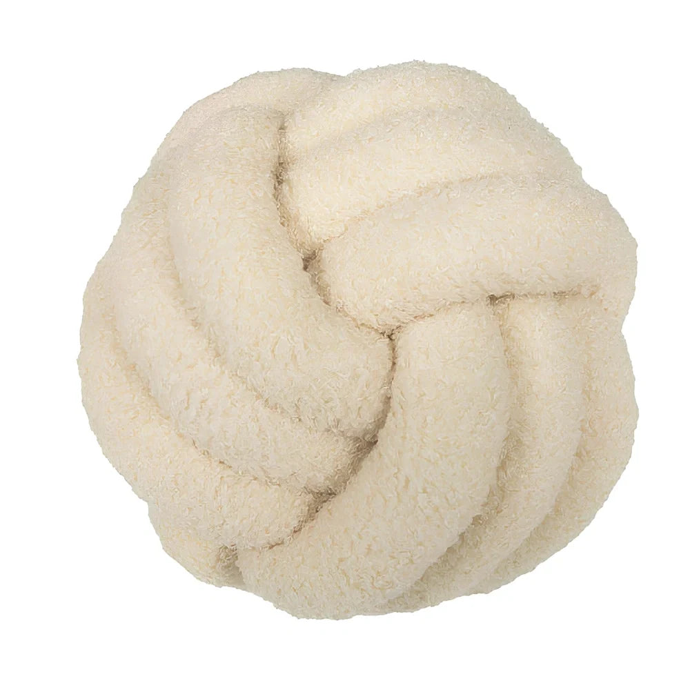 Spherical lamb wool cushion with hand-knotted surface in Nordic design, 27-30cm diameter