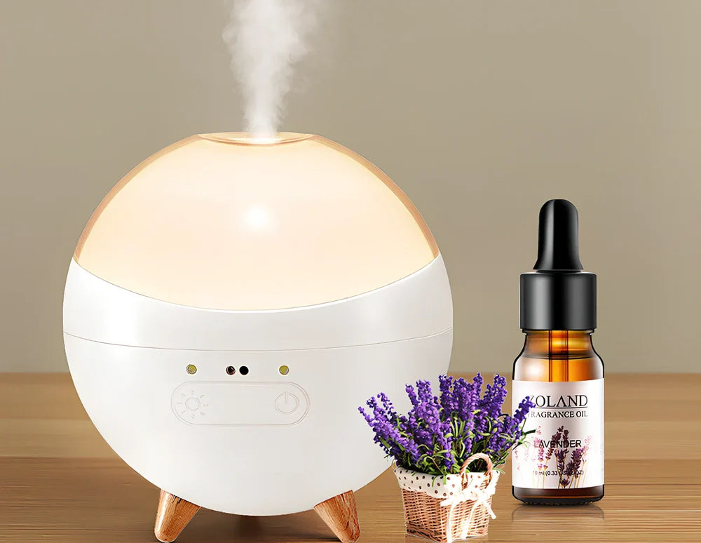 USB car essential oil diffuser with gesture control and adjustable lighting in cup holder