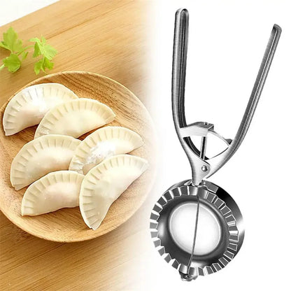 Silver stainless steel manual dumpling mould for making compact sealed dumplings
