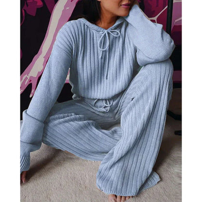 Comfortable Hooded Two-Piece Loungewear Set in various colors and sizes