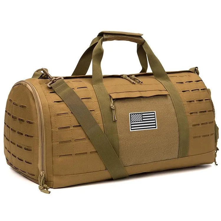 Men's waterproof sports travel handbag with air pillow belt system in khaki colour