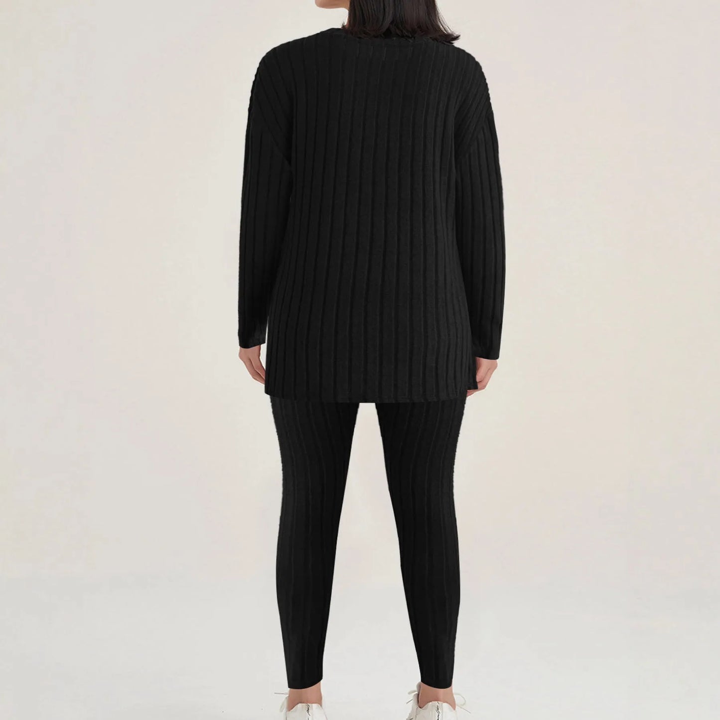 Sunken Stripe two-piece homewear set in black or blue with regular sleeves, sizes 1XL to 5XL