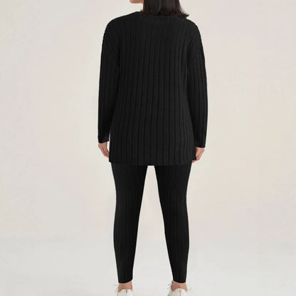 Sunken Stripe two-piece homewear set in black or blue with regular sleeves, sizes 1XL to 5XL