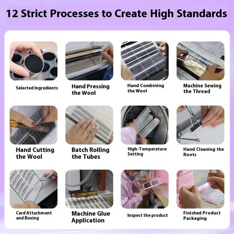 Glue-free self-adhesive false eyelashes in 0.07C high-grade fibre with hardcover seven-row packaging