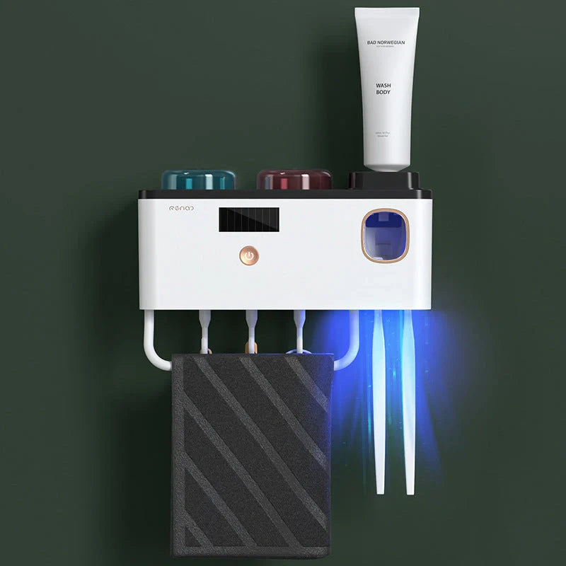 Multifunctional UV Germicidal Toothbrush Rack with magnetic cup and USB power