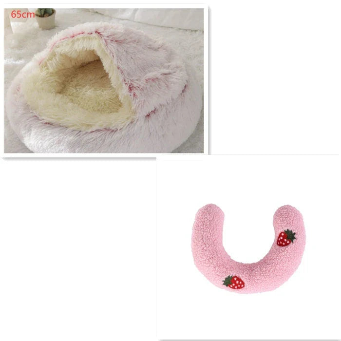 Cozy pet bed with plush and warm fabric for cats and dogs