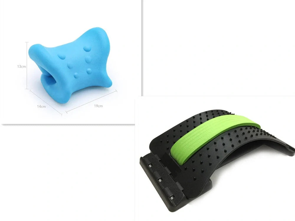 Magnetic cervical pillow with snail shape design showing six-point traction system and 13cm support height