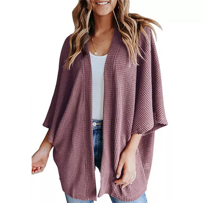 Bat Sleeve Waffle Gerson Women's Cardigan in various colors and sizes