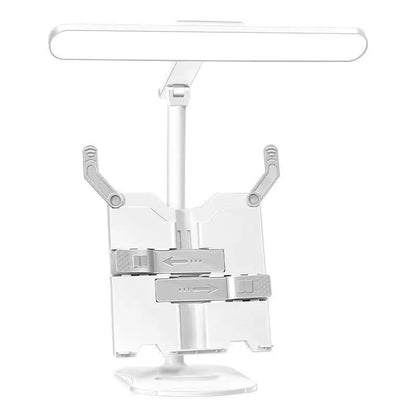 Multifunctional adjustable reading table lamp with colour temperature control on a bookshelf