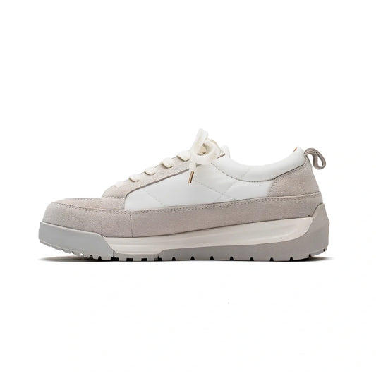 Grey men's sports casual outdoor shoes with wear-resistant soles shown from side angle
