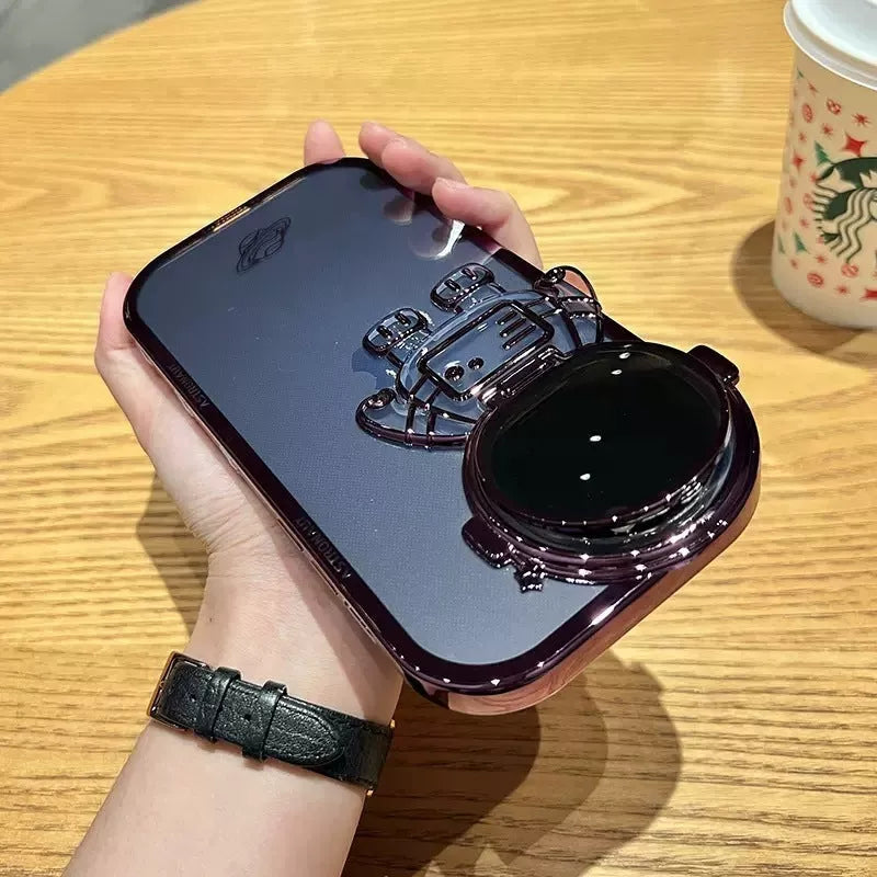 Glitter Astronaut Phone Case with Stand for iPhone in various colors