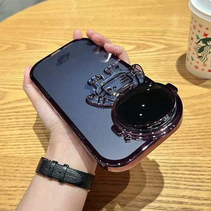 Glitter Astronaut Phone Case with Stand for iPhone in various colors