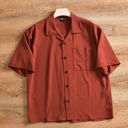 Men's lightweight pure cotton short sleeve shirt in loose Japanese style