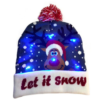 LED Christmas knitted beanie with light-up features in various festive designs