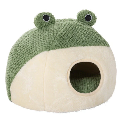 Little Frog Series Warm Plush Mat for small pets under 5KG in green frog design
