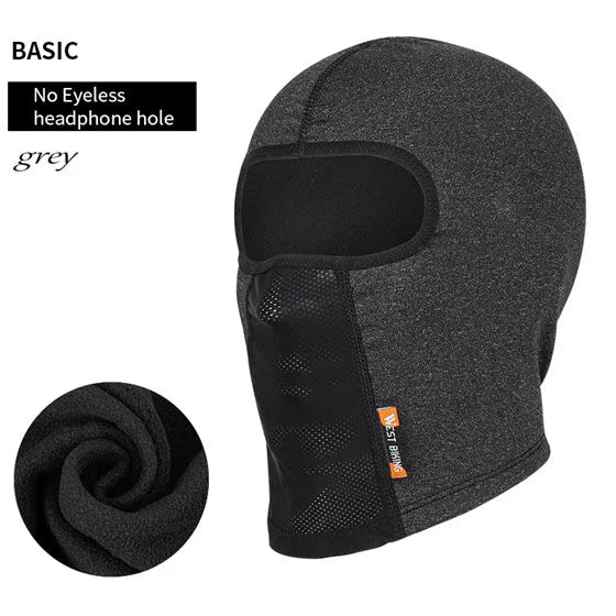 Ski fleece headgear with glasses hole for motorcycle and bicycle riders