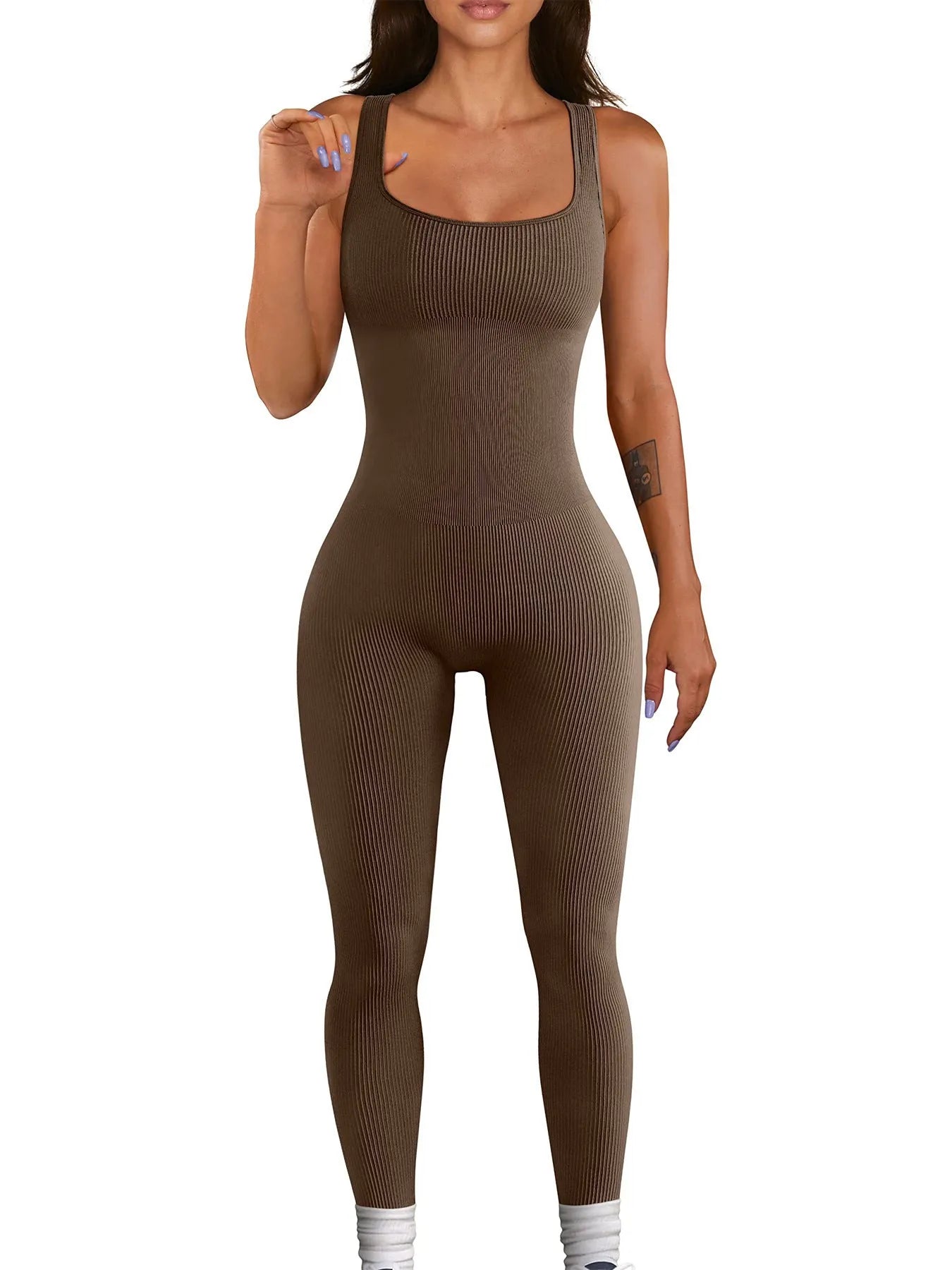 Women's suspender tank top tights in beige with adjustable buttons, 71-73cm length, and long sleeves for leisure wear