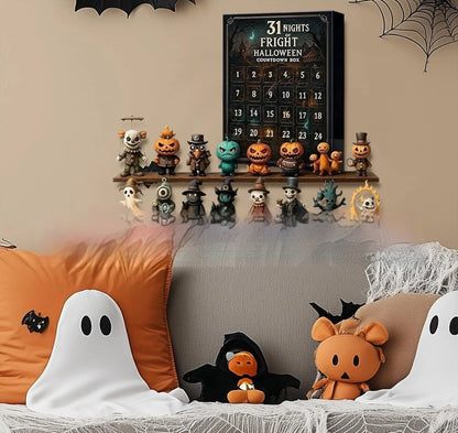Halloween blind box advent countdown with resin dolls in plastic packaging for Christmas