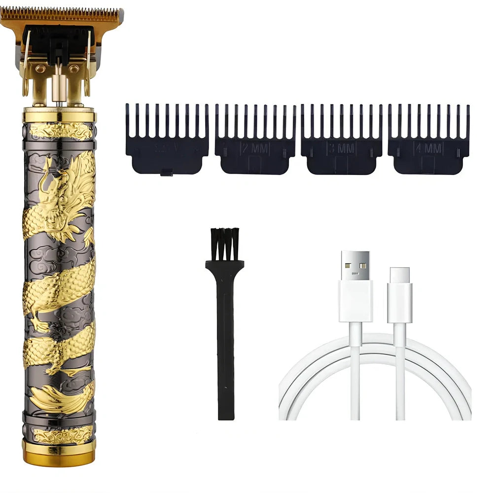 Carved electric hair clipper with retro oil head design in professional white colour with copper core motor