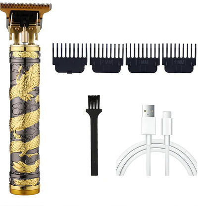 Carved electric hair clipper with retro oil head design in professional white colour with copper core motor