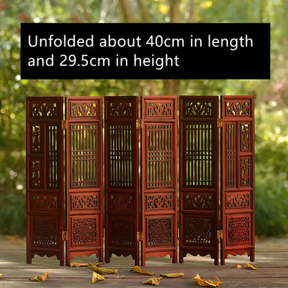 Red rosewood miniature Chinese furniture model with traditional carved details and mahogany construction