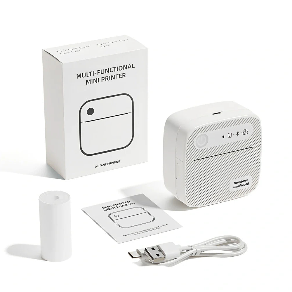 Portable mini label printer with Bluetooth connectivity and thermal printing technology