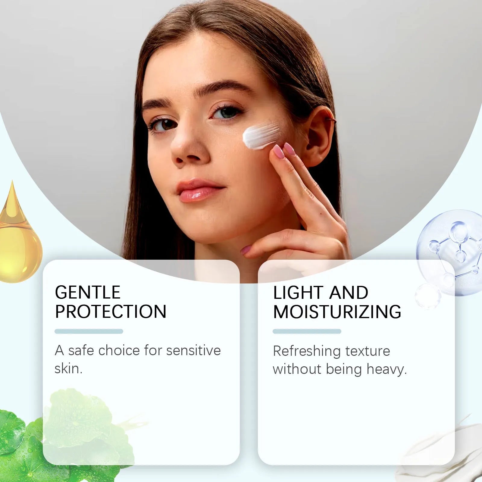 50g tube of snow grass sunscreen with centella extract and hyaluronic acid