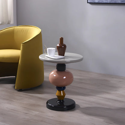 Nordic minimalist side table with 45cm diameter wood top and stainless steel base