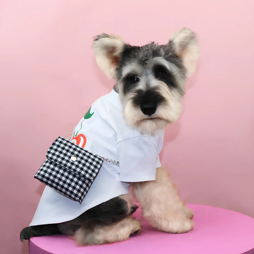 Green square lattice PU backpack for small pets, 35cm tall with mesh sides and adjustable straps