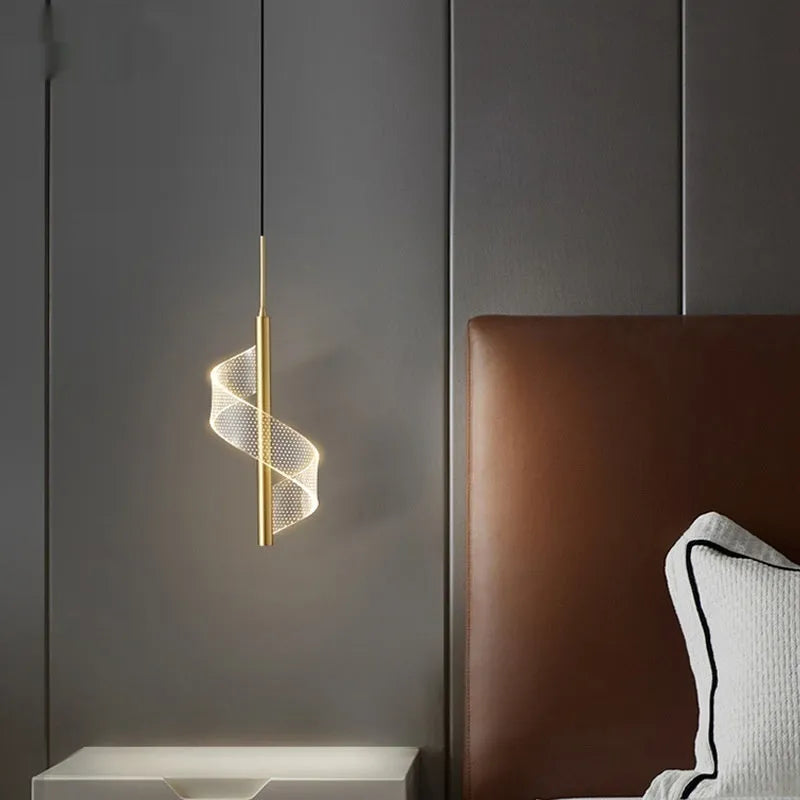 Copper minimalist pendant light, 4W tri colour dimming, 400mm x 140mm ceiling droplight, black light colour, 220V