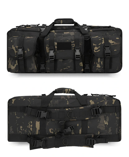 28-inch military tactical fishing bag with four compartments in black camouflage colour