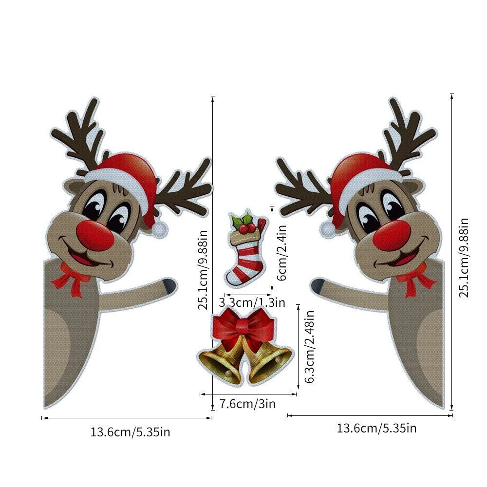 Christmas elk bell cartoon magnetic bumper sticker with luminous reflective design