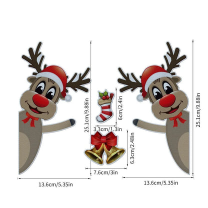 Christmas elk bell cartoon magnetic bumper sticker with luminous reflective design